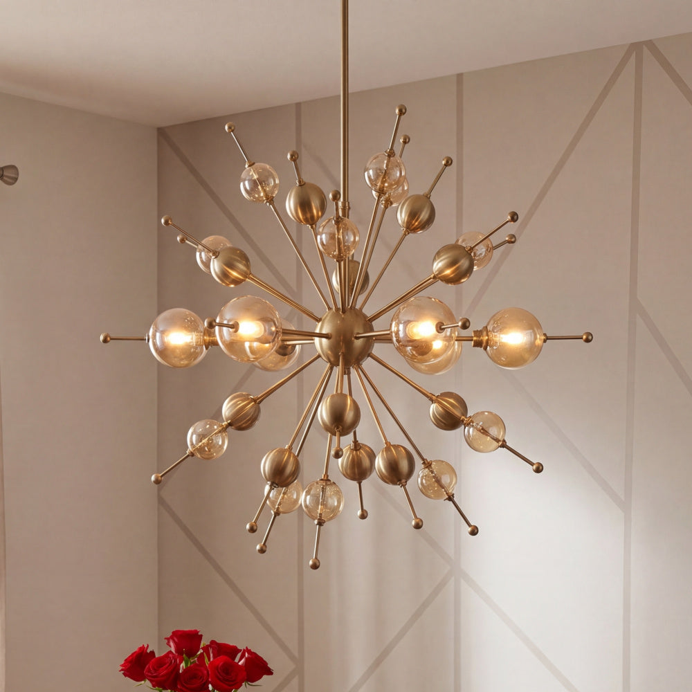 Savoy House Crescent 6-Light Chandelier, 28.5"W - Noble Brass