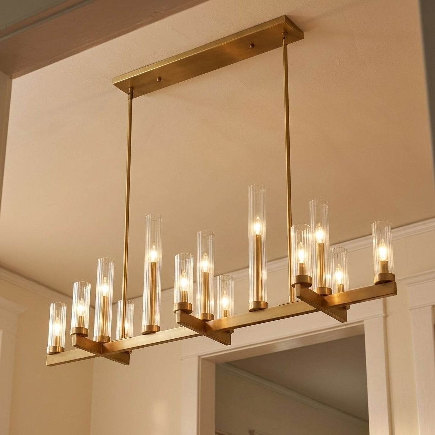 Carina 13-Light Linear Chandelier in Warm Brass