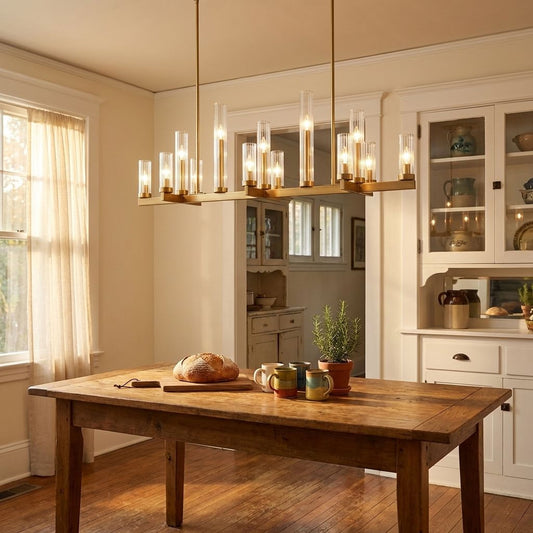 Carina 13-Light Linear Chandelier in Warm Brass