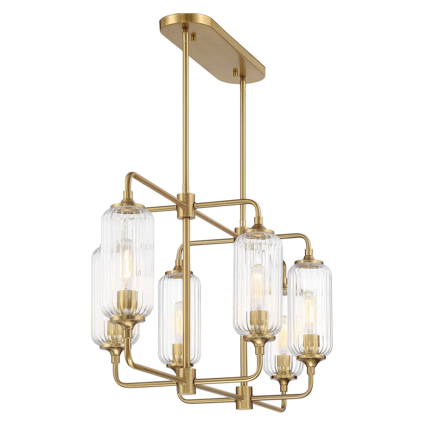 Holton 6-Light Linear Chandelier in Warm Brass