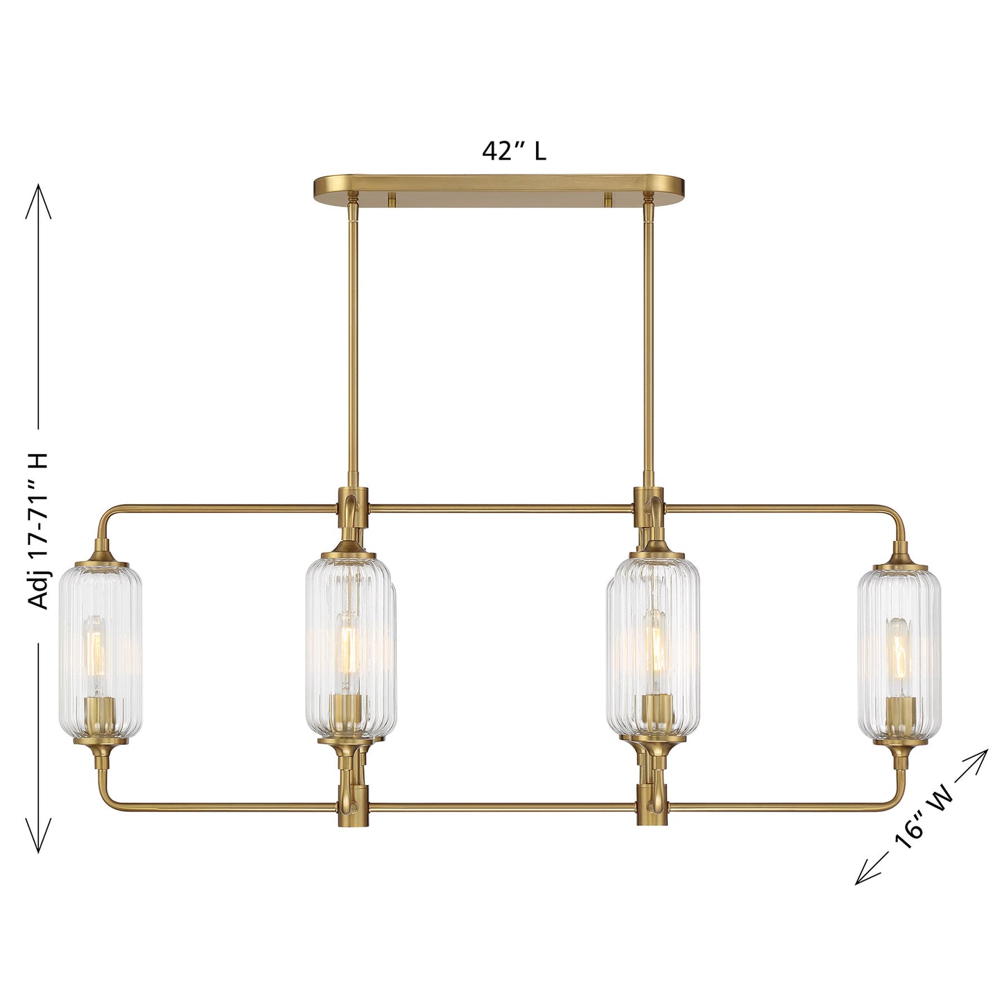 Holton 6-Light Linear Chandelier in Warm Brass