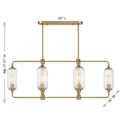 Holton 6-Light Linear Chandelier in Warm Brass