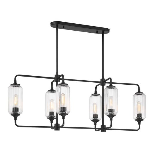 Savoy House Holton 6-Light Linear Chandelier - Matte Black