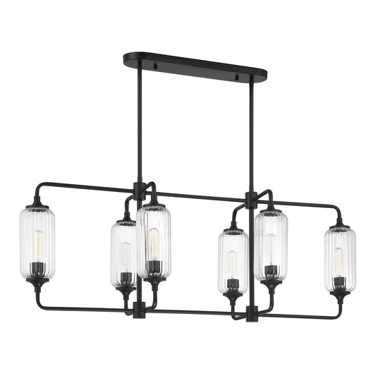 Savoy House Holton 6-Light Linear Chandelier - Matte Black, view 2