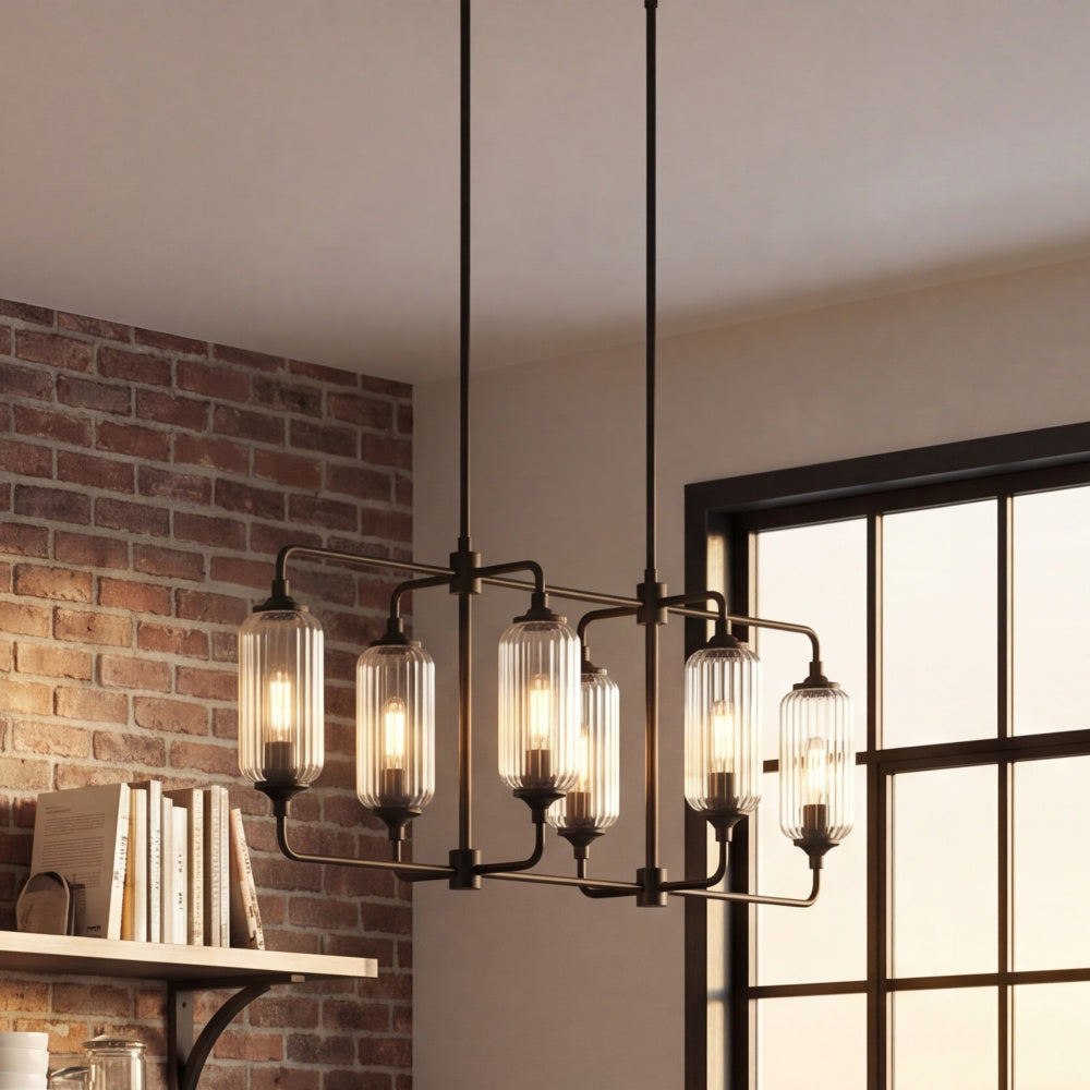 Savoy House Holton 6-Light Linear Chandelier - Matte Black