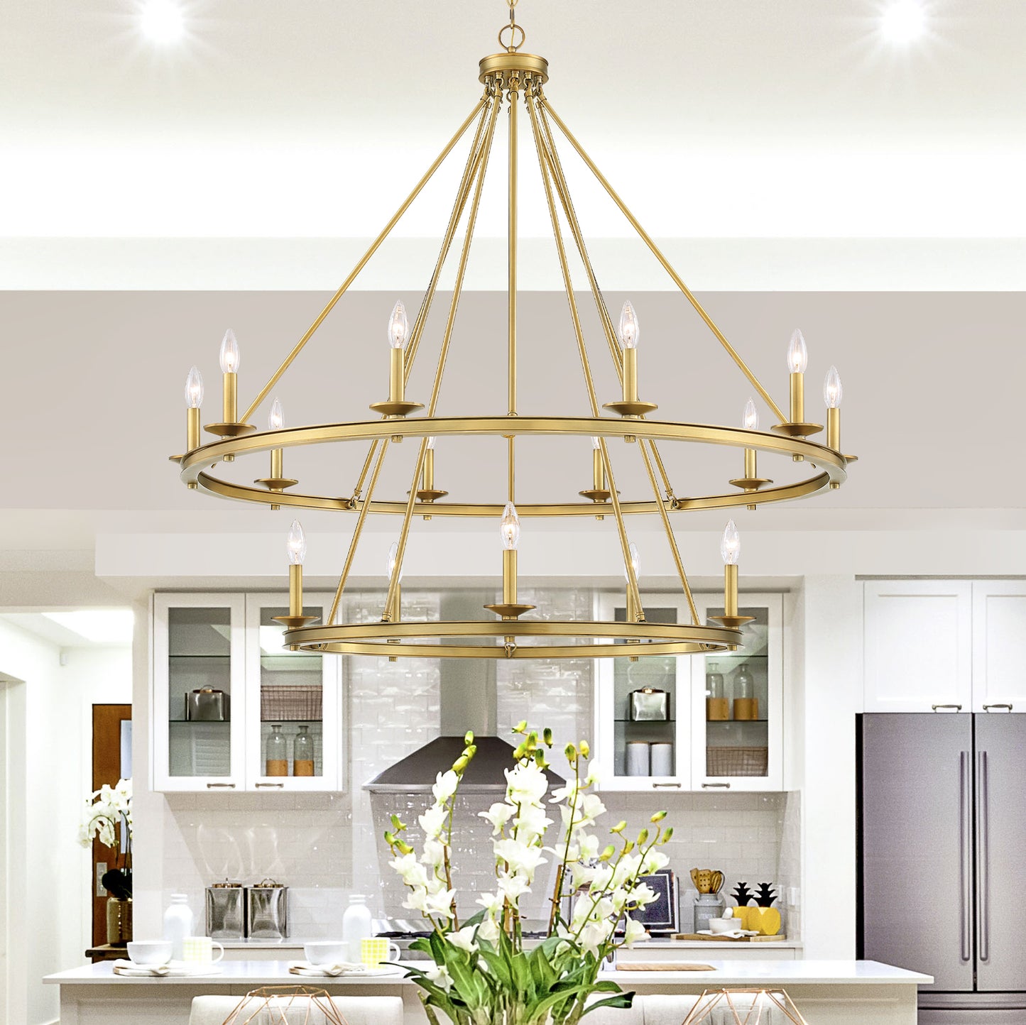Middleton 15-Light Chandelier in Warm Brass