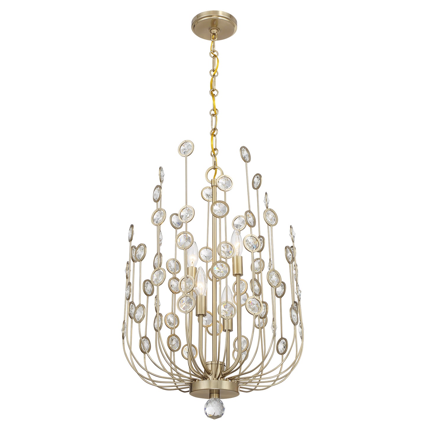 Irina 4-Light Chandelier in Noble Brass