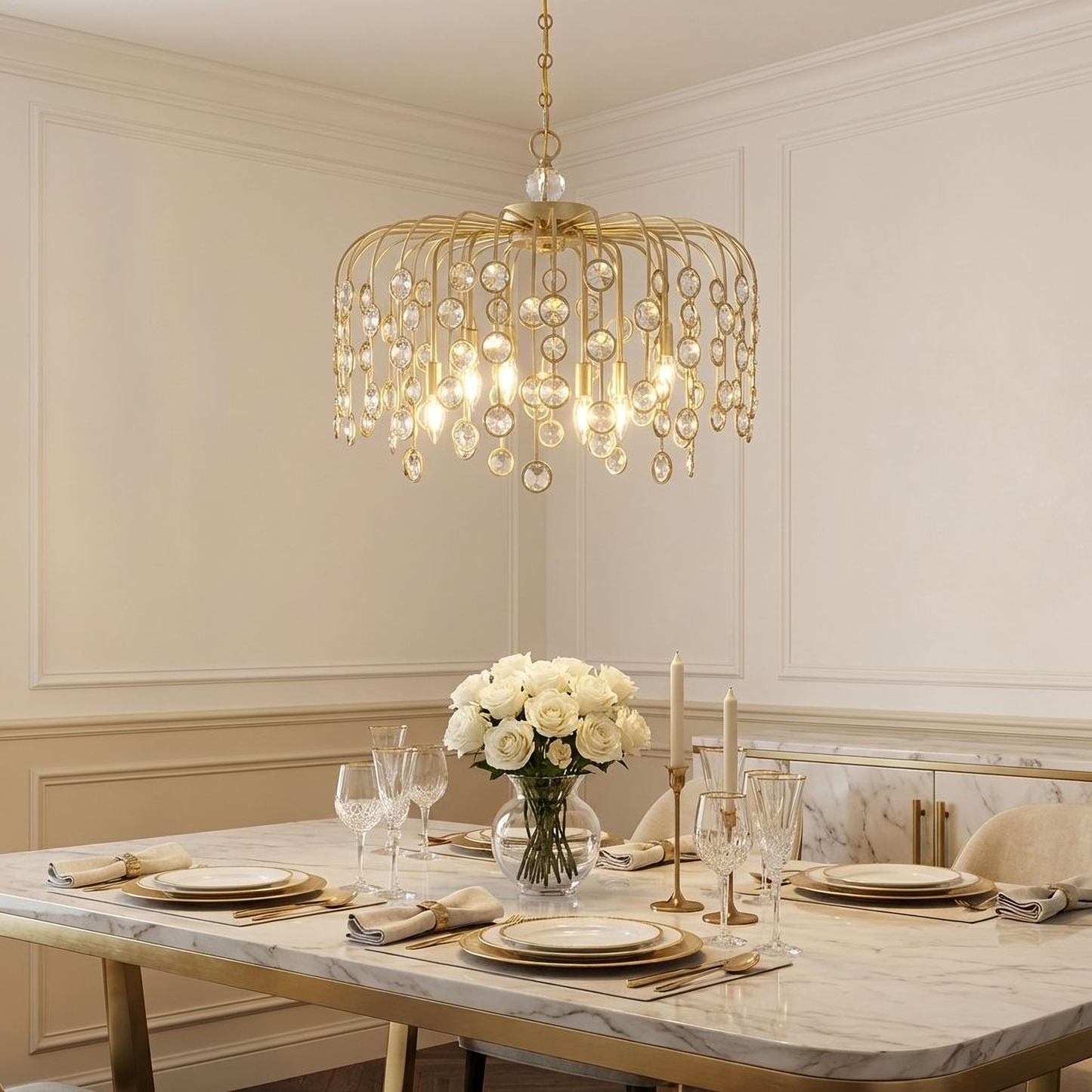 Irina 6-Light Chandelier in Noble Brass