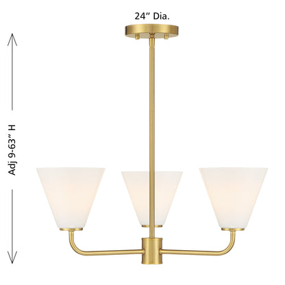 Blair 3-Light Chandelier in Warm Brass