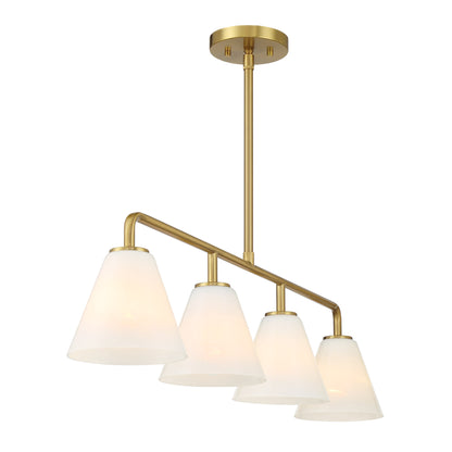Blair 4-Light Linear Chandelier in Warm Brass