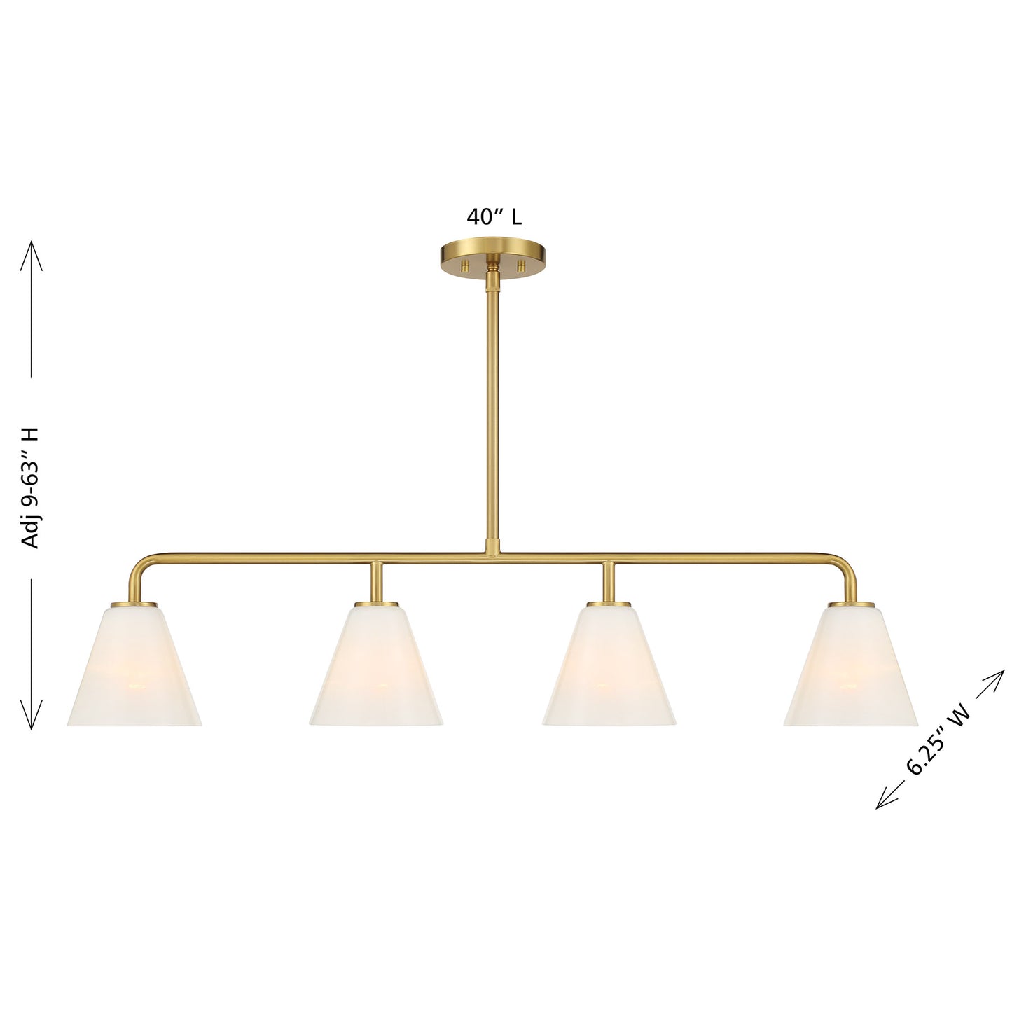 Blair 4-Light Linear Chandelier in Warm Brass