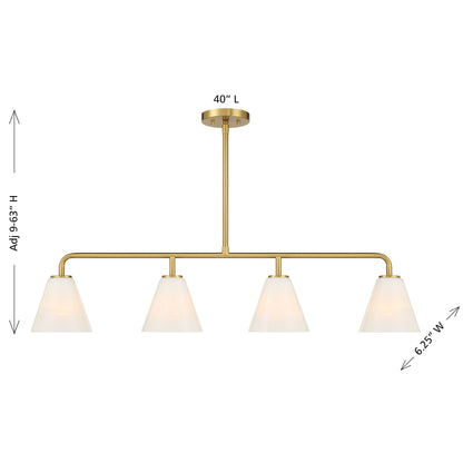 Blair 4-Light Linear Chandelier in Warm Brass
