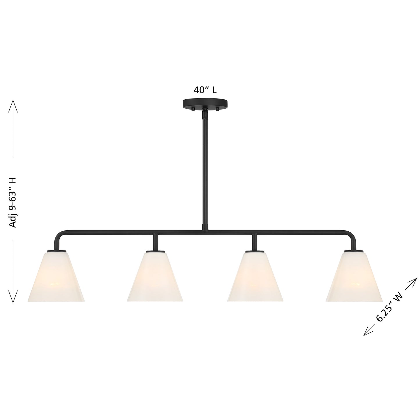 Blair 4-Light Linear Chandelier in Warm Brass