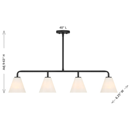 Blair 4-Light Linear Chandelier in Warm Brass