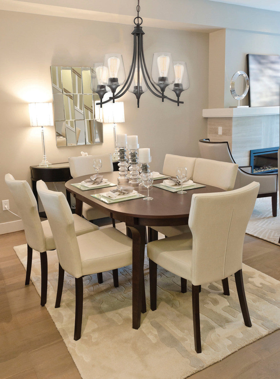 Octave Chandelier, 5-Light, English Bronze, Glass Shade, 23"W Savoy House (1-4032-5-13 1MZZZ)