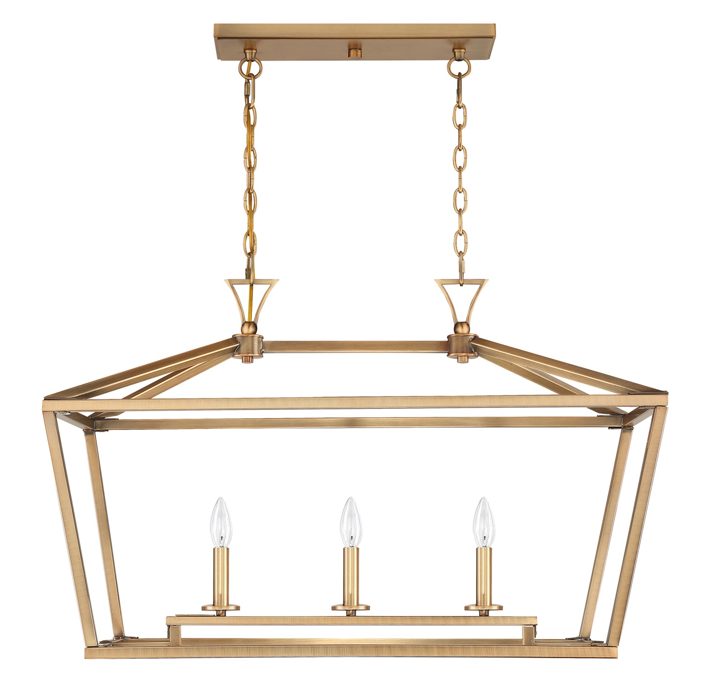 Townsend 3-Light Linear Chandelier in Warm Brass