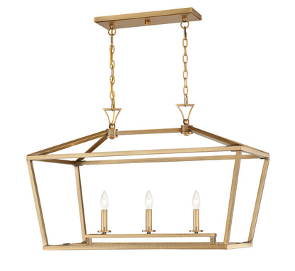 Townsend 3-Light Linear Chandelier in Warm Brass