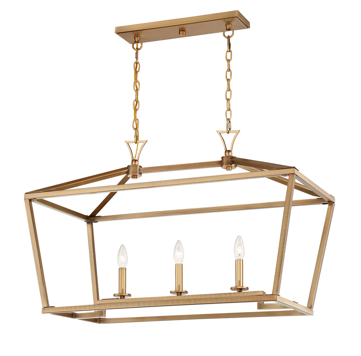 Townsend 3-Light Linear Chandelier in Warm Brass