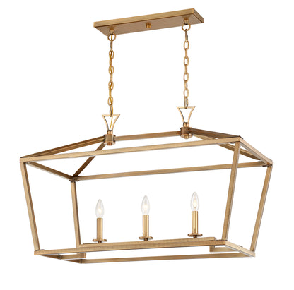 Townsend 3-Light Linear Chandelier in Warm Brass