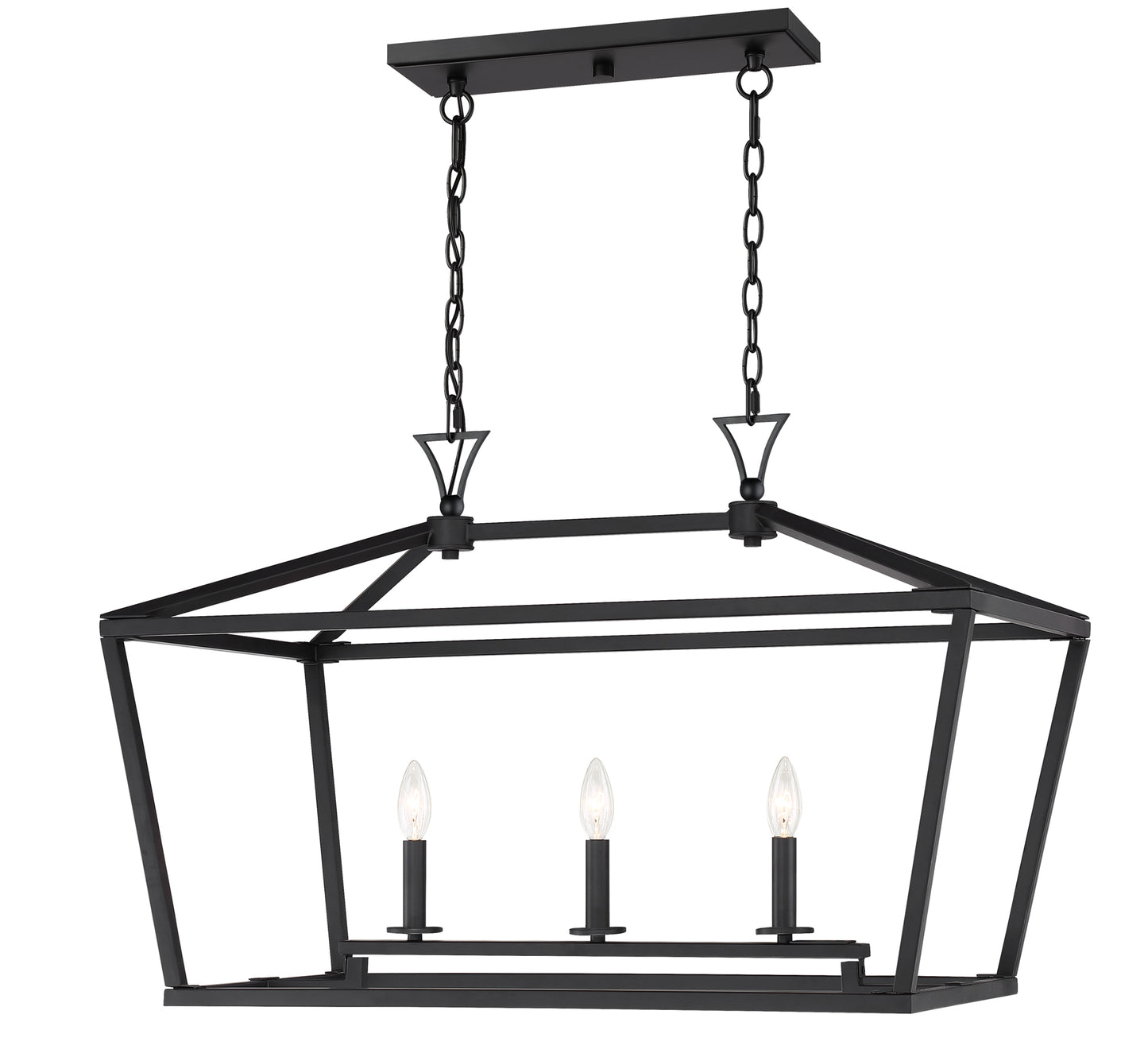 Townsend 3-Light Linear Chandelier in Warm Brass