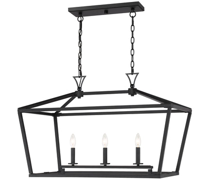 Townsend 3-Light Linear Chandelier in Warm Brass