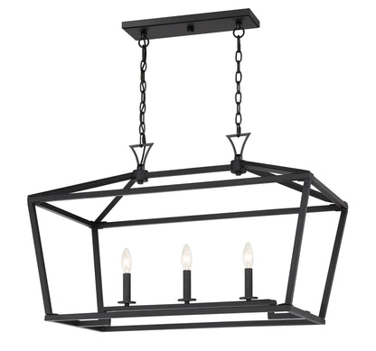 Townsend 3-Light Linear Chandelier in Warm Brass