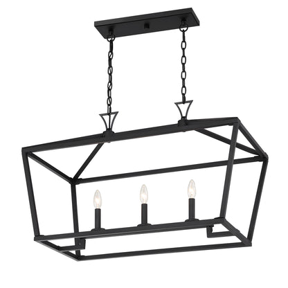 Townsend 3-Light Linear Chandelier in Warm Brass