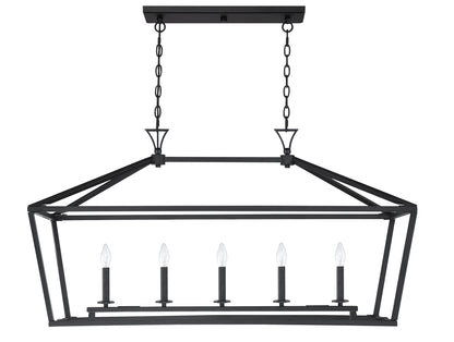 Townsend 5-Light Linear Chandelier in Polished Nickel