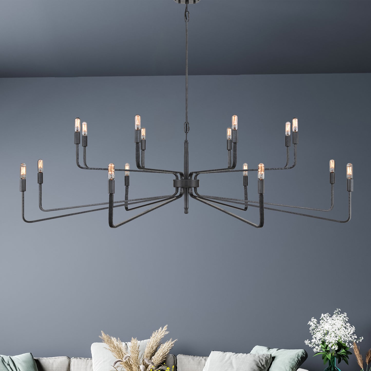 Salem 16-Light Chandelier in Forged Iron