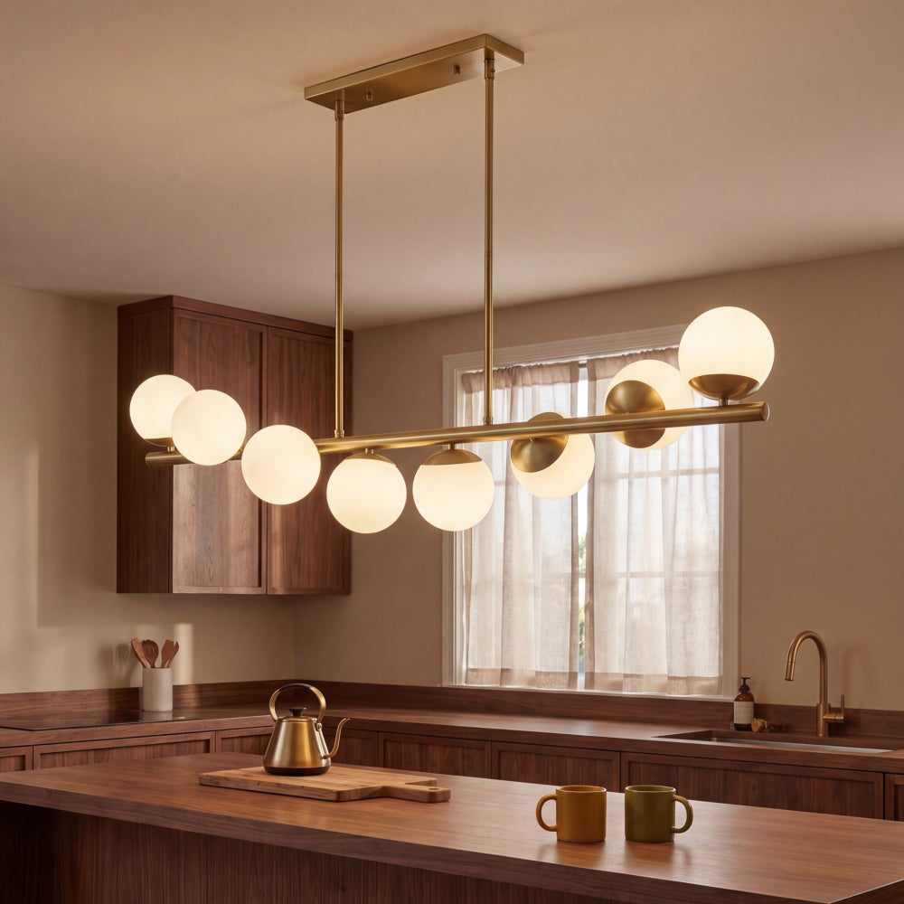 Savoy House Turin 8-Light Linear Chandelier by Dann Foley - Warm Brass