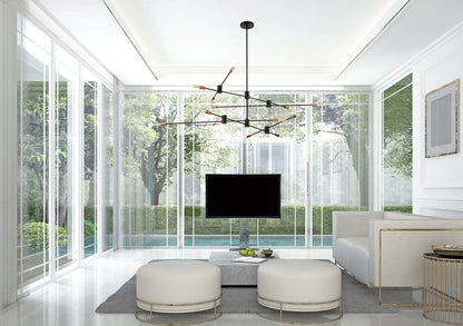Lyrique Chandelier, 12-Light, Bronze with Brass Accents, 54.25"W, Savoy House (1-7001-12-77 1MV2A)