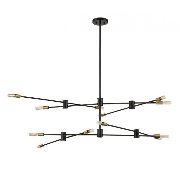 Lyrique Chandelier, 12-Light, Bronze with Brass Accents, 54.25"W, Savoy House (1-7001-12-77 1MV2A)