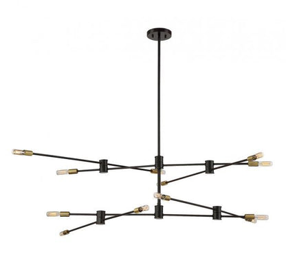 Lyrique Chandelier, 12-Light, Bronze with Brass Accents, 54.25"W, Savoy House (1-7001-12-77 1MV2A)