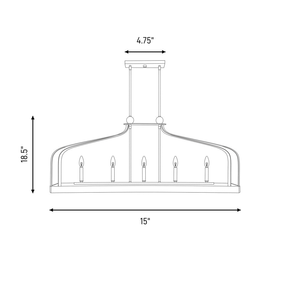 Savoy House Sheffield 5-Light Linear Chandelier - dimensions