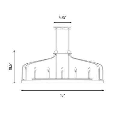 Savoy House Sheffield 5-Light Linear Chandelier - dimensions