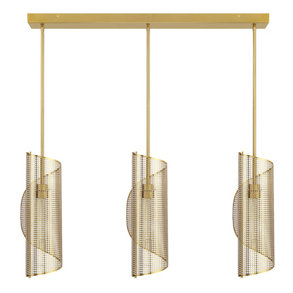 Hillbourne 3-Light Linear Chandelier in Warm Brass