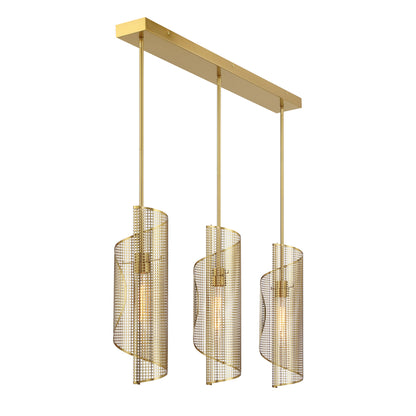 Hillbourne 3-Light Linear Chandelier in Warm Brass