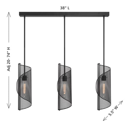 Hillbourne 3-Light Linear Chandelier Matte Black