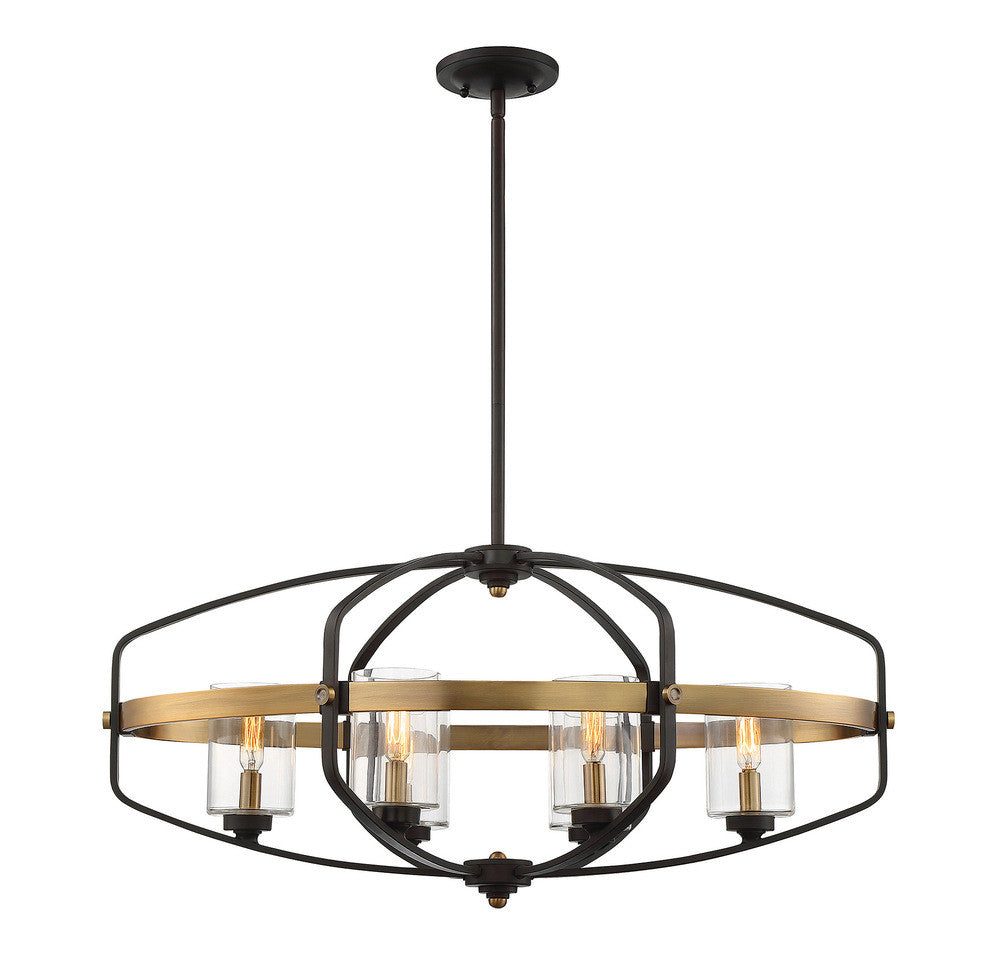 Savoy House Kirkland 6-Light Linear Chandelier English Bronze and Warm Brass