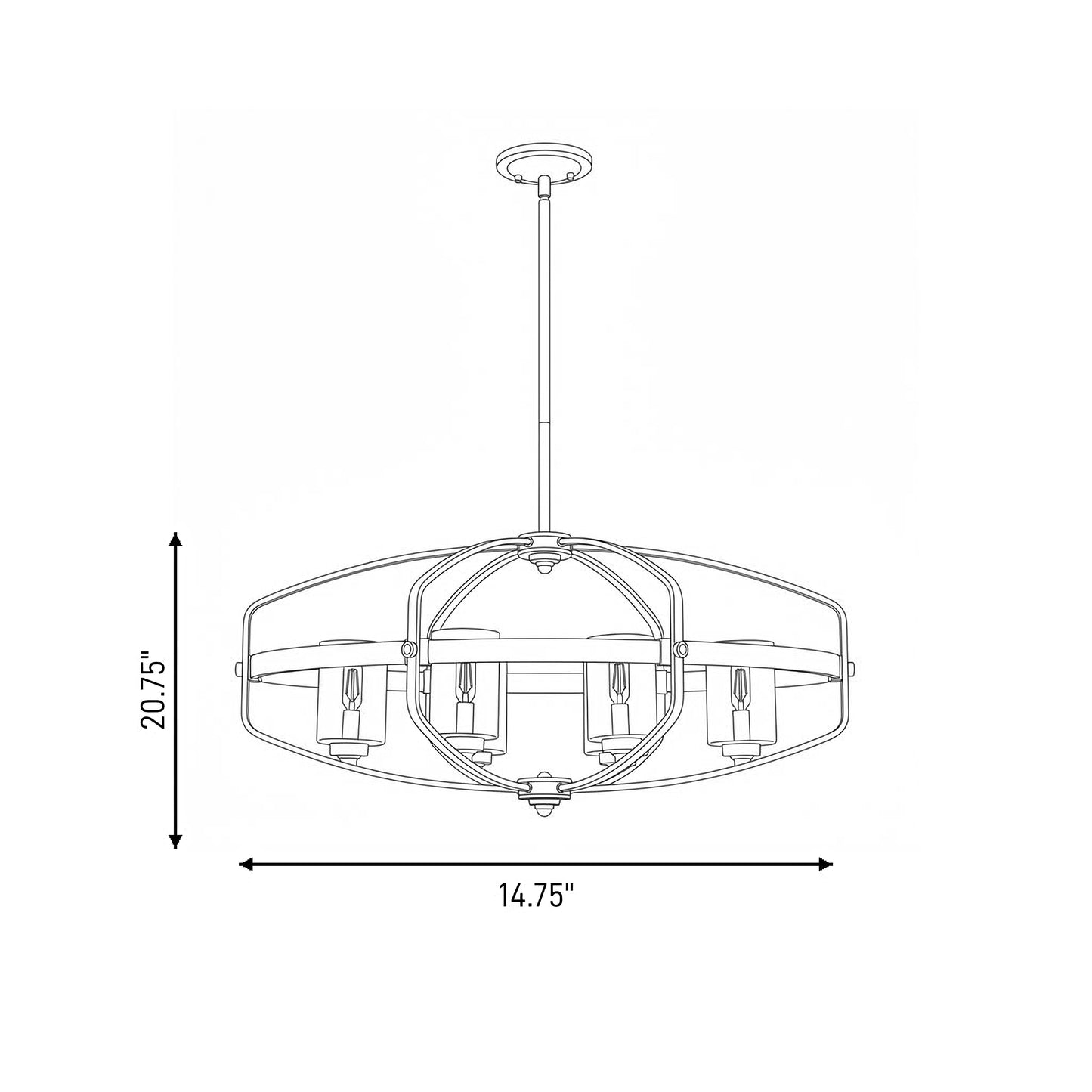 Kirkland 6-Light Linear Chandelier in English Bronze and Warm Brass