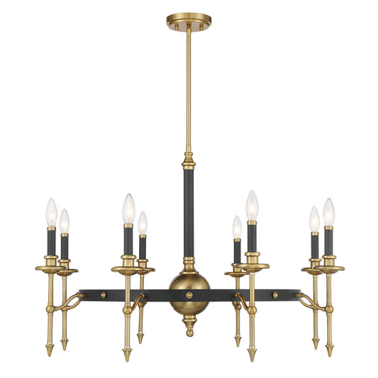 Savoy House Consulate 8-Light Chandelier - Matte Black and Warm Brass