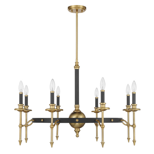 Savoy House Consulate 8-Light Chandelier - Matte Black and Warm Brass, view 3
