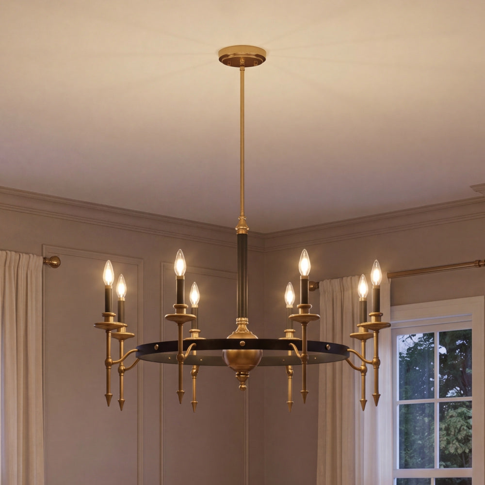 Savoy House Consulate 8-Light Chandelier - Matte Black and Warm Brass