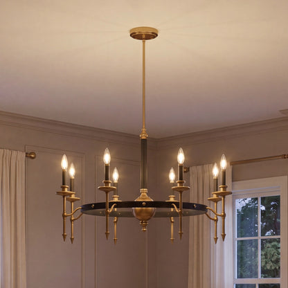 Savoy House Consulate 8-Light Chandelier - Matte Black and Warm Brass
