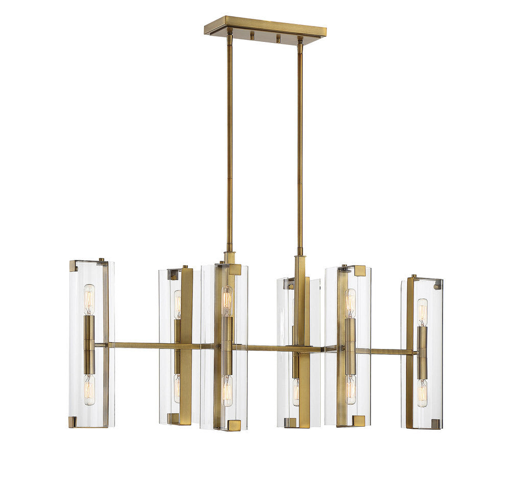 Savoy House Winfield 12-Light Linear Chandelier Warm Brass