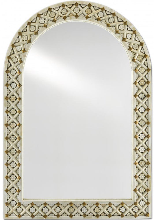 Currey and Company Ellaria Rectangular Mirror Natural Bone, Brass