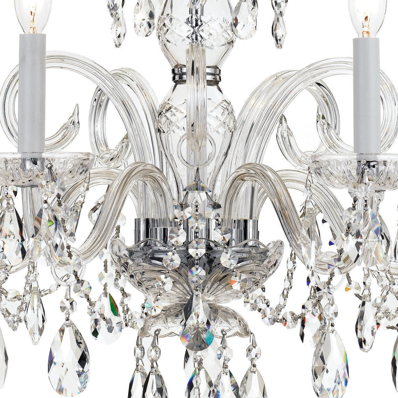 Crystorama Traditional 5 Light Crystal Chandelier Polished Chrome