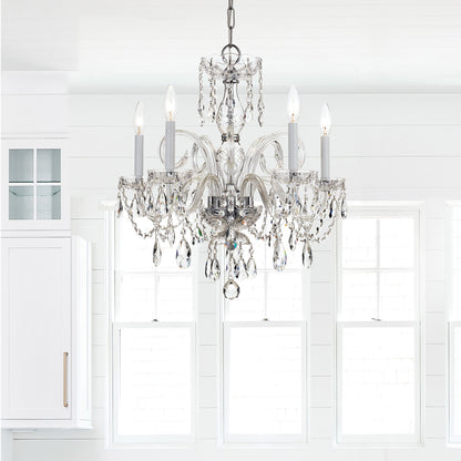 Crystorama Traditional 5 Light Crystal Chandelier Polished Brass