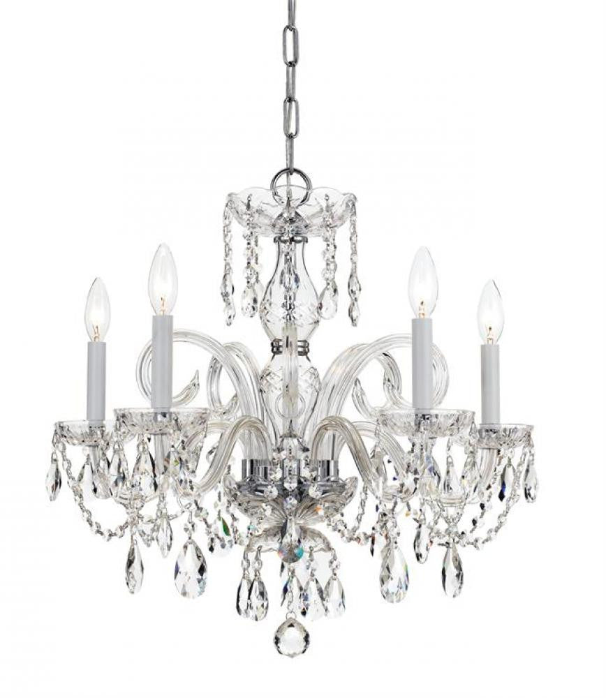 Crystorama Traditional 5 Light Crystal Chandelier Polished Chrome
