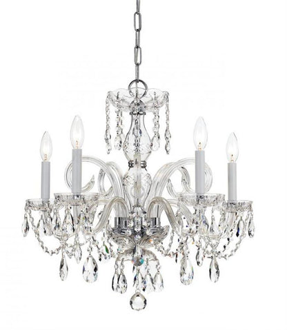 Crystorama Traditional 5 Light Crystal Chandelier Polished Chrome